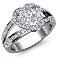 Split-Shank Halo Pave Set diamond Ring 14k Gold White