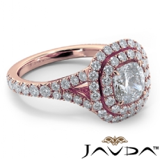French Set Pave Double Halo diamond Ring 18k Rose Gold