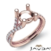 French Cut Pave Diamond Engagement Round Semi Mount 18k Rose Gold Ring 0.45Ct - javda.com 