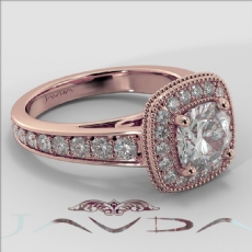 Halo Cathedral Milgrain diamond Ring 18k Rose Gold