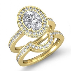 Circa Style Halo Bridal Set diamond Ring 14k Gold Yellow
