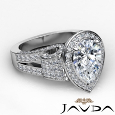 Vintage Halo Pave Split Shank diamond Ring 18k Gold White