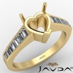 Baguette Channel Diamond Engagement Ring 14k Yellow Gold Heart Semi Mount 0.85Ct - javda.com 