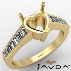 Baguette Channel Diamond Engagement Ring 14k Gold Yellow Heart Semi Mount  (0.85Ct. tw.)