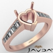 Baguette Channel Diamond Engagement Ring 14k Rose Gold Heart Semi Mount 0.85Ct - javda.com 