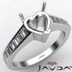 Baguette Channel Diamond Engagement Ring 14k White Gold Heart Semi Mount 0.85Ct - javda.com 