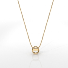 Solitaire Bezel Set Round Cut Semi Mount Pendant with Chain in 18k Gold Yellow