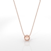 Solitaire Bezel Set Round Cut Semi Mount Pendant with Chain in 14k Rose Gold - javda.com 