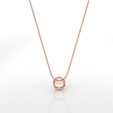 Solitaire Bezel Set Round Cut Semi Mount Pendant with Chain in 14k Rose Gold
