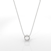Solitaire Bezel Set Round Cut Semi Mount Pendant with Chain in 14k White Gold - javda.com 