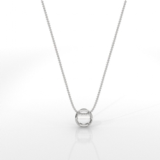 Solitaire Bezel Set Round Cut Semi Mount Pendant with Chain in 14k White Gold