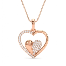 18k Rose Gold Lab Grown Diamond Heart Pendant Necklace  Romantic Design (0.18Ct. tw.)