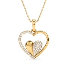 14k Gold Yellow Lab Grown Diamond Heart Pendant Necklace  Romantic Design (0.18Ct. tw.)