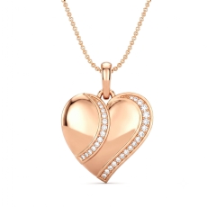 18k Rose Gold Lab Grown Diamond Heart Pendant, Sleek Curved Design  (0.11Ct. tw.)