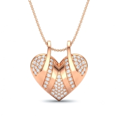 Elegant 18k Rose Gold Heart Love Pendant Multi Pave Lab Grown Diamond  (0.28Ct. tw.)