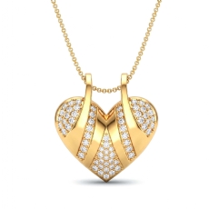 Elegant 14k Gold Yellow Heart Love Pendant Multi Pave Lab Grown Diamond  (0.28Ct. tw.)