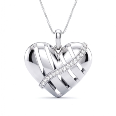Heart Pendant 0.13ctw. Round Lab Grown Diamond 14K White Gold Modern Love Design