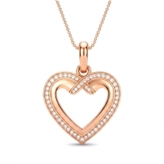 18k Rose Gold Diamond Heart Pendant with Lab Grown Round Diamonds,  (0.2Ct. tw.)