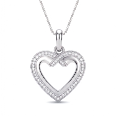 14K White Gold Diamond Heart Pendant with Lab Grown Round Diamonds, 0.20 ctw.