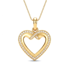 14k Gold Yellow Diamond Heart Pendant with Lab Grown Round Diamonds,  (0.2Ct. tw.)
