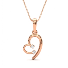 18k Rose Gold Heart Diamond Pendant with Lab Grown Round Diamonds,  (0.06Ct. tw.)