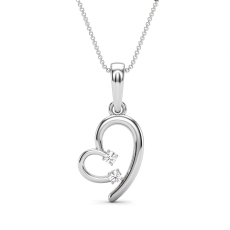 14K White Gold Heart Diamond Pendant with Lab Grown Round Diamonds, 0.06 ctw.