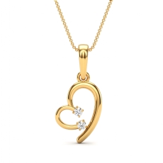 14k Gold Yellow Heart Diamond Pendant with Lab Grown Round Diamonds,  (0.06Ct. tw.)