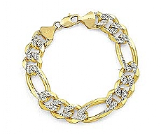 14k 2Tone Gold Men Solid Figaro Bracelet (13.10mm,8.50