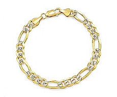 14k 2Tone Gold Men Solid Figaro Bracelet (8mm,8.50