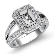 0.6CT Diamond Engagement Ring Emerald Semi Mount Halo 14k White Gold