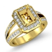0.6Ct Diamond Engagement Ring Emerald Semi Mount Halo 14k Yellow Gold - javda.com 