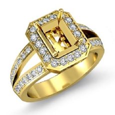 Diamond Engagement Ring Emerald Semi Mount Halo 14k Gold Yellow (0.6Ct. tw.)