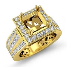 Diamond Engagement Ring 14k Gold Yellow Princess Semi Mount Halo (1.25Ct. tw.)