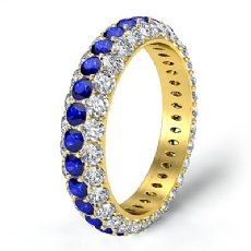 Women Engagement Eternity Ring 18k Gold Yellow Round Pave Sapphire Diamond  (1.55Ct. tw.)