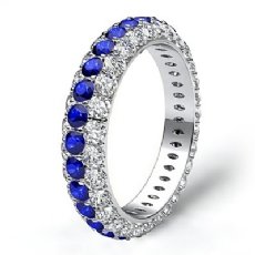 Women Engagement Eternity Ring 14k White Gold Round Pave Sapphire Diamond 2.7Ct