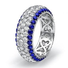 Sapphire Diamond Engagement Band 5 Row Eternity Womens Ring 14k White Gold 4Ct