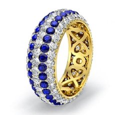 5 Row Eternity Womens Ring Sapphire Diamond Anniversary Band 14k Gold Yellow  (2Ct. tw.)