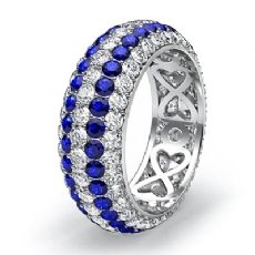 5 Row Eternity Womens Ring Sapphire Diamond Anniversary Band 14k White Gold 4Ct