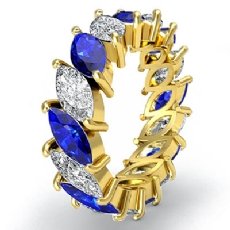 Marquise Cut Sapphire Diamond Eternity Women's Band Ring 14k Gold Yellow  (2.47Ct. tw.)