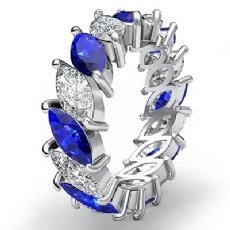 Marquise Cut Sapphire Diamond Eternity Women's Band Ring 14k White Gold 5.3Ct
