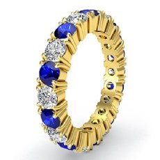 Shared Prong Eternity Ring Sapphire Diamond Women's Band 14k Gold Yellow  (1.25Ct. tw.)