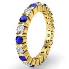 Womens Wedding band Sapphire Diamond Bar Set Eternity Ring 18k Gold Yellow  (0.81Ct. tw.)