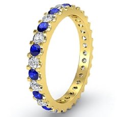 Sapphire Diamond Prong Set Eternity Womens Wedding Band14k Gold Yellow Ring  (0.48Ct. tw.)