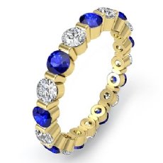 Sapphire Diamond Bar Set Eternity Wedding Women's Band Ring 18k Gold Yellow  (1Ct. tw.)