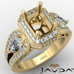 Radiant Diamond Engagement Halo 3Stone Ring Set 18k Yellow Gold Semi Mount 1.85Ct - javda.com 