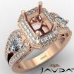 Radiant Diamond Engagement Halo 3Stone Ring Set 14k Rose Gold Semi Mount 1.85Ct - javda.com 