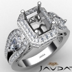 Radiant Diamond Engagement Halo 3Stone Ring Set 14k White Gold Semi Mount 1.95Ct - javda.com 