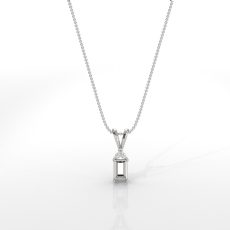 Double Bail Prong Set Emerald Cut Semi Mount Pendant in 14k White Gold 0.03ct