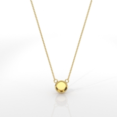 Solitaire Round Cut Bezel Set Gallery Semi Mount Pendant in 14k White Gold