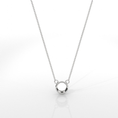 Solitaire Round Cut Bezel Set Gallery Semi Mount Pendant in 14k White Gold